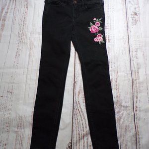 Hollister Super Skinny Crop Womens Jeans Size 1R Black Embroidered - 231533